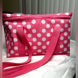 Large Kate Spade Pink and White Polka Dot Cooler Bag